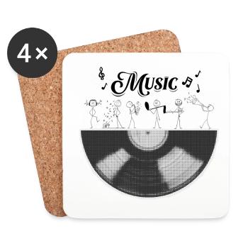 Ein halber Musikzylinder - Untersetzer (4er-Set) - Weiß - Vorne