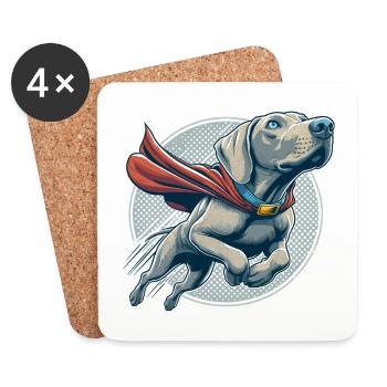 Grand chien braque de Weimar Weimi Cape cadeau - Dessous de verre (lot de 4) - blanc - Devant