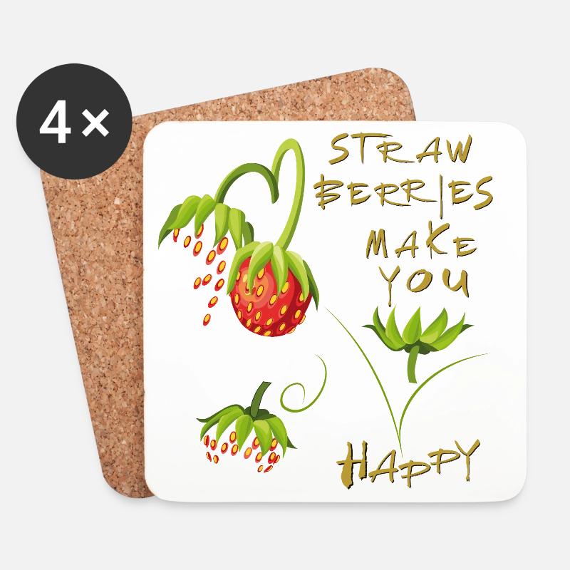 Strawberries Erdbeeren - Untersetzer (4er-Set) - Weiß