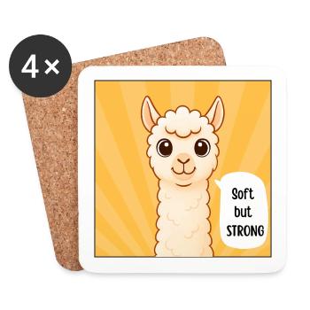 Gentle, but strong – fluffy alpacas - Coasters (set of 4) - white - Front