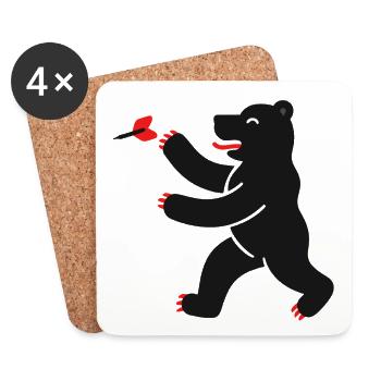 Bär beim Dart - Untersetzer (4er-Set) - Weiß - Vorne