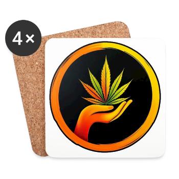 Marijuana leaf - LOGO button 1 - Coasters (set of 4) - white - Front