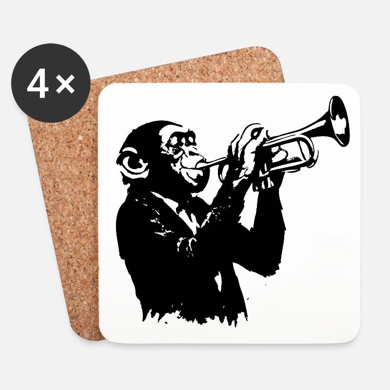 Affen-Trompeter | The Monekey Dance Banksy Style - Untersetzer (4er-Set) - Weiß
