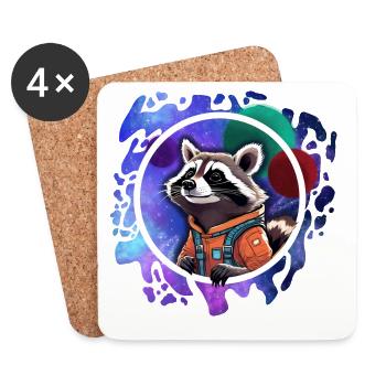 Weltraum-Raccoon mit Astronautenanzug - Untersetzer (4er-Set) - Weiß - Vorne