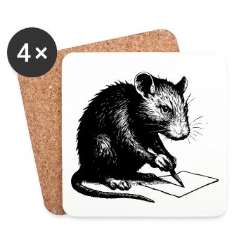 Rat écrit | Personnalisez le style Banksy - Dessous de verre (lot de 4) - blanc - Devant