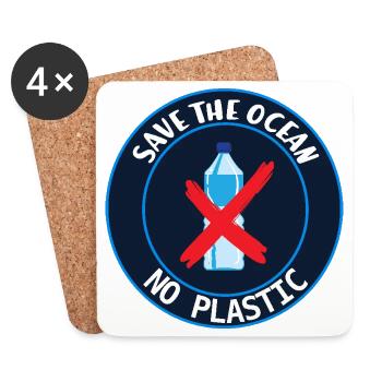 Save the ocean - Coasters (set of 4) - white - Front