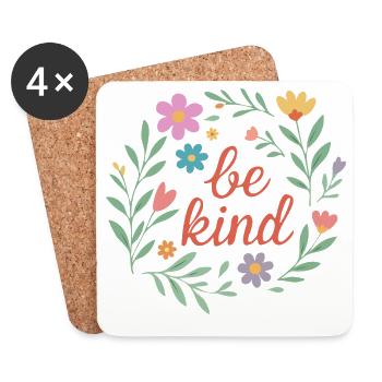 be kind floral design - Coasters (set of 4) - white - Front