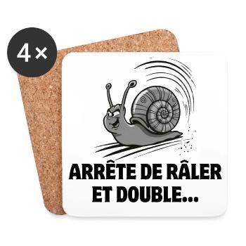 driver's license, snail, speed - Coasters (set of 4) - white - Front
