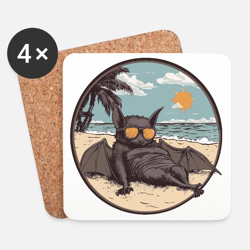 Entspannte Fledermaus am Strand - Untersetzer (4er-Set) - Weiß