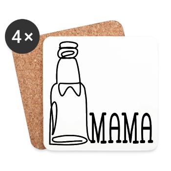 MAMA LINIENZEICHNUNG BIER TRINKEN - Untersetzer (4er-Set) - Weiß - Vorne