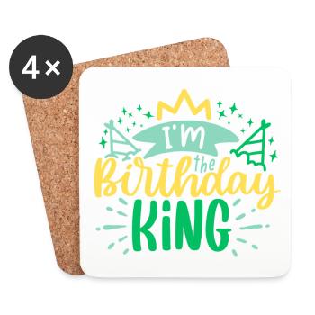 Je suis le roi de l’anniversaire - Dessous de verre (lot de 4) - blanc - Devant