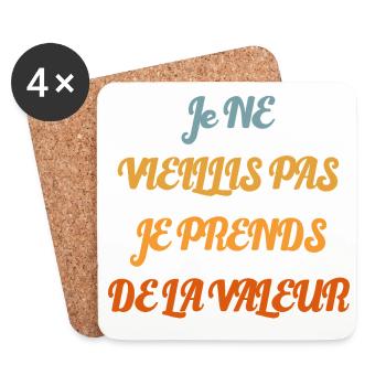 Je ne vieillis pas je prends de la valeur - Dessous de verre (lot de 4) - blanc - Devant