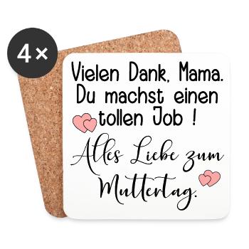 ALLES LIEBE ZUM MUTTERTAG - MAMA KOMPLIMENTE - Untersetzer (4er-Set) - Weiß - Vorne