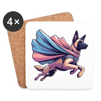 Super Dog Belgian Shepherd Cape Gift - Coasters (set of 4) - white - Front