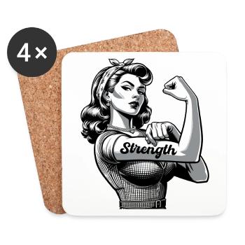Strength Strong Woman Rockabilly Style Gift - Coasters (set of 4) - white - Front
