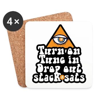 Bitcoin - Turn On Tune In Drop Out Stack Sats - Untersetzer (4er-Set) - Weiß - Vorne