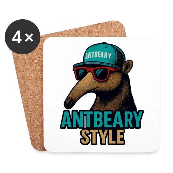 Dessin animé de Fourmilier style Antbeary - Dessous de verre (lot de 4) - blanc - Devant