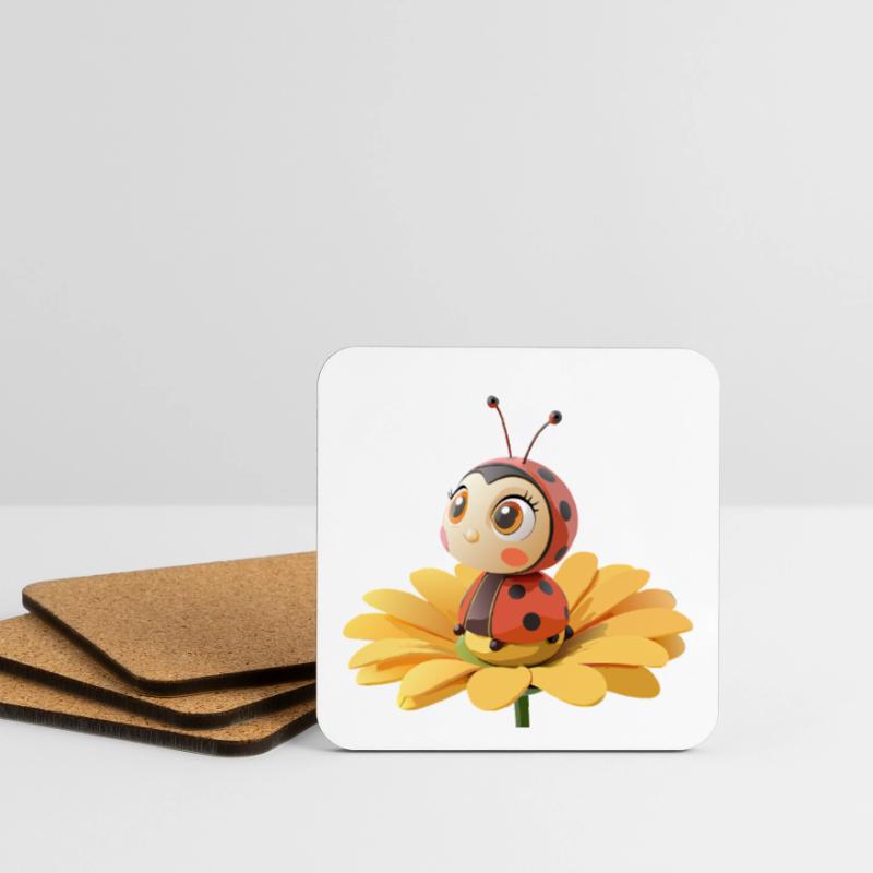 Süßer Marienkäfer auf einer Blume Untersetzer (4er-Set)