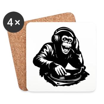 DJ The Monkey Danse à la Banksy - Dessous de verre (lot de 4) - blanc - Devant