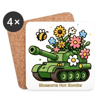 Des fleurs, pas des bombes - Dessous de verre (lot de 4) - blanc - Devant