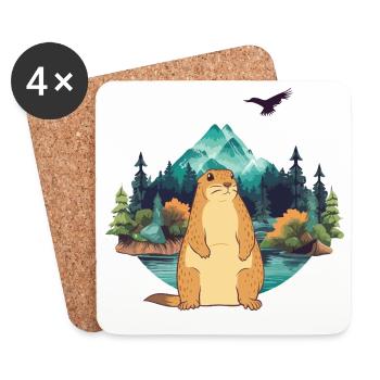 Marmotte - Dessous de verre (lot de 4) - blanc - Devant
