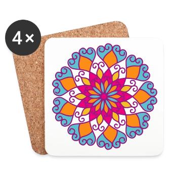 Mandala Yoga Fleur Ornement Inde Yogi Méditation - Dessous de verre (lot de 4) - blanc - Devant