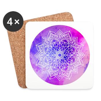 Yoga Mandala violett Aquarell Kreis Meditation om - Untersetzer (4er-Set) - Weiß - Vorne