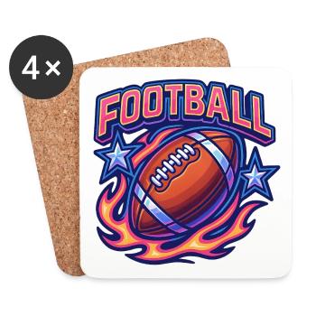 Vibrant Football Design with Flames - Coasters (set of 4) - white - Front