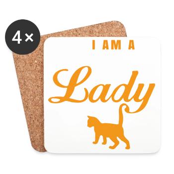 Je suis une dame aux chats – Cat Design | Drôle et rétro - Dessous de verre (lot de 4) - blanc - Devant