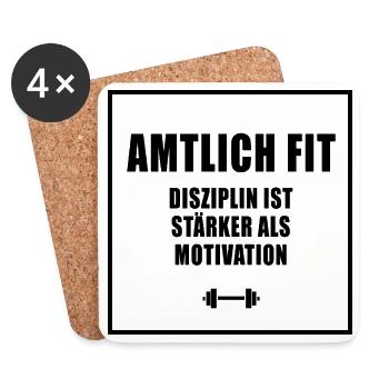 Amtlich Fit - Untersetzer (4er-Set) - Weiß - Vorne