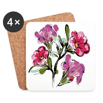 Blumenstrauß Flowers - Untersetzer (4er-Set) - Weiß - Vorne
