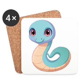 Bébé serpent - Dessous de verre (lot de 4) - blanc - Devant