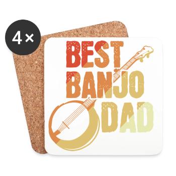 Banjospieler Vater - Untersetzer (4er-Set) - Weiß - Vorne