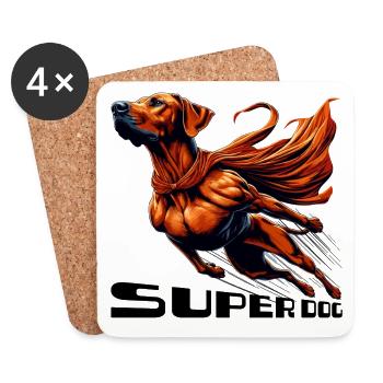 Super chien Rhodesian Ridgeback RR Ridgie cadeau - Dessous de verre (lot de 4) - blanc - Devant