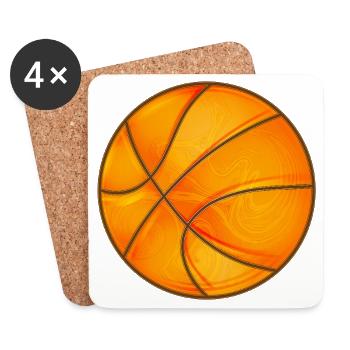 Leuchtender Basketball in Orange - Sportdesign - Untersetzer (4er-Set) - Weiß - Vorne