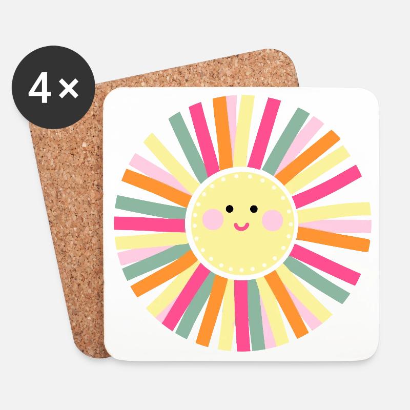 Sonnenschein macht gute Laune, bunte Sonne - Untersetzer (4er-Set) - Weiß