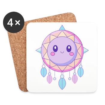 Kawaii pink and purple dreamcatcher - Coasters (set of 4) - white - Front