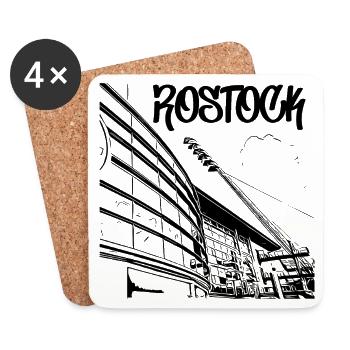 Rostock Stadionblick - Untersetzer (4er-Set) - Weiß - Vorne