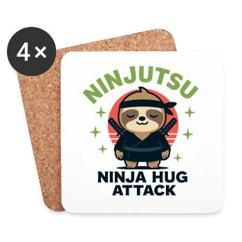 Ninja Kuschel-Sloth HugAttack - Untersetzer (4er-Set) - Weiß - Vorne