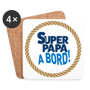 Super Papa à bord - Dessous de verre (lot de 4) - blanc - Devant