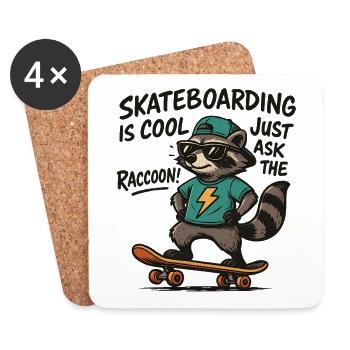 Raccoon Skate Lightning Style - Coasters (set of 4) - white - Front