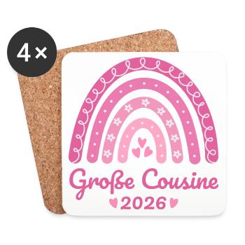 Große Cousine 2026 Regenbogen - Untersetzer (4er-Set) - Weiß - Vorne