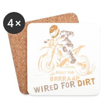 Motocross Biker Logo - Motorcycle and Offroad Symbol - Coasters (set of 4) - white - Front