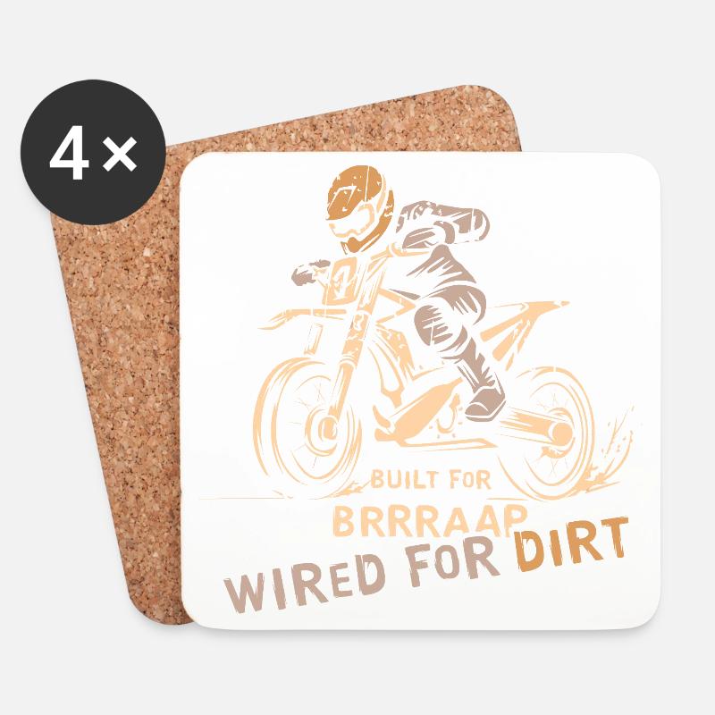 Motocross Biker Logo - Motorrad und Offroad Symbol - Untersetzer (4er-Set) - Weiß