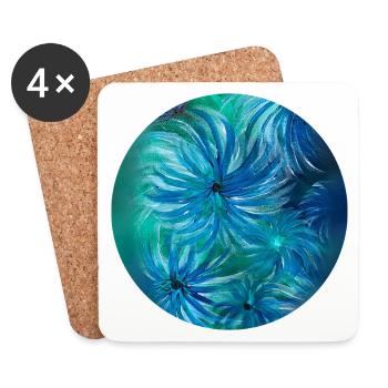 Summer colours - hand-painted by Martina Eßer - Coasters (set of 4) - white - Front