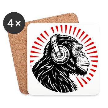 Groove Monkey – The DJ of the Wild - Coasters (set of 4) - white - Front
