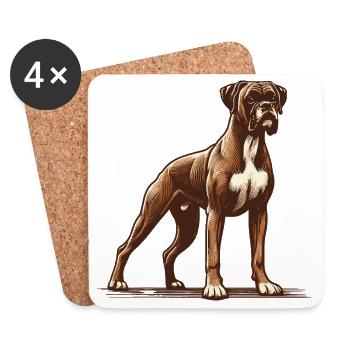 Boxeur - Dessous de verre (lot de 4) - blanc - Devant