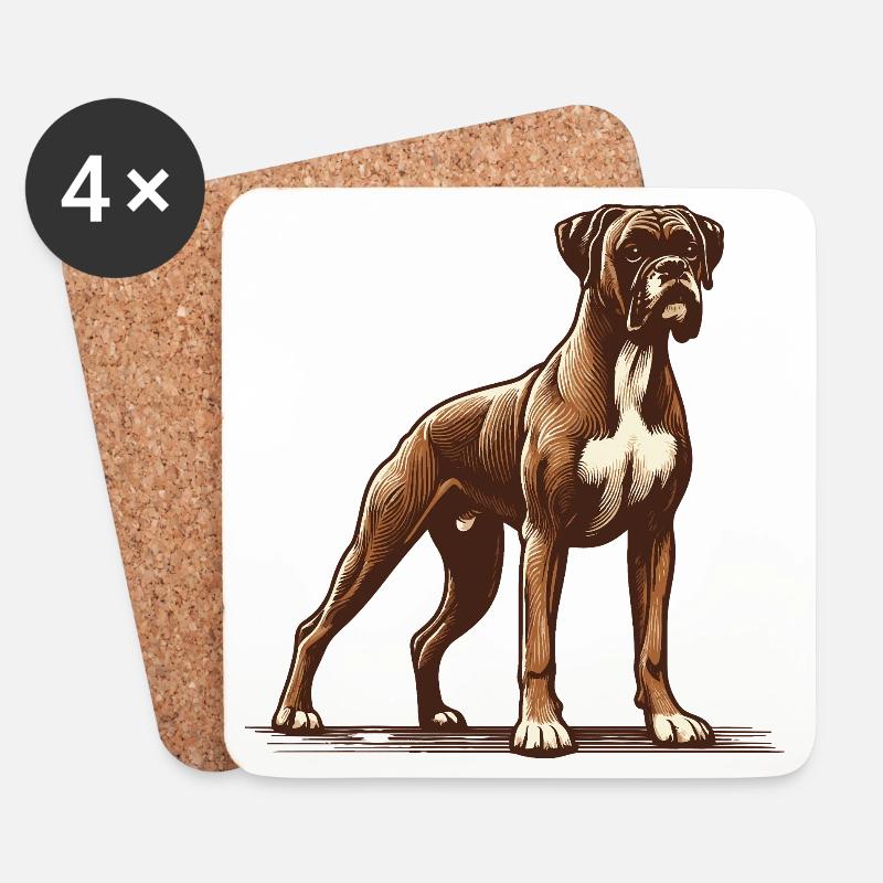 Boxer - Coasters (set of 4) - white
