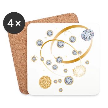 Diamanten-Konstellation in goldenen Bahnen - Untersetzer (4er-Set) - Weiß - Vorne