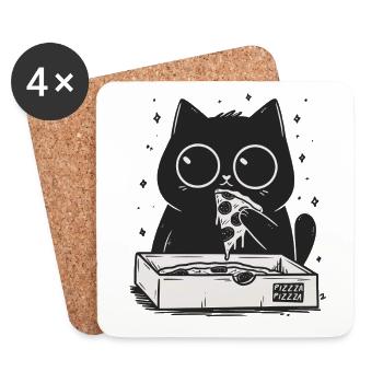 Pizza kitty - Dessous de verre (lot de 4) - blanc - Devant